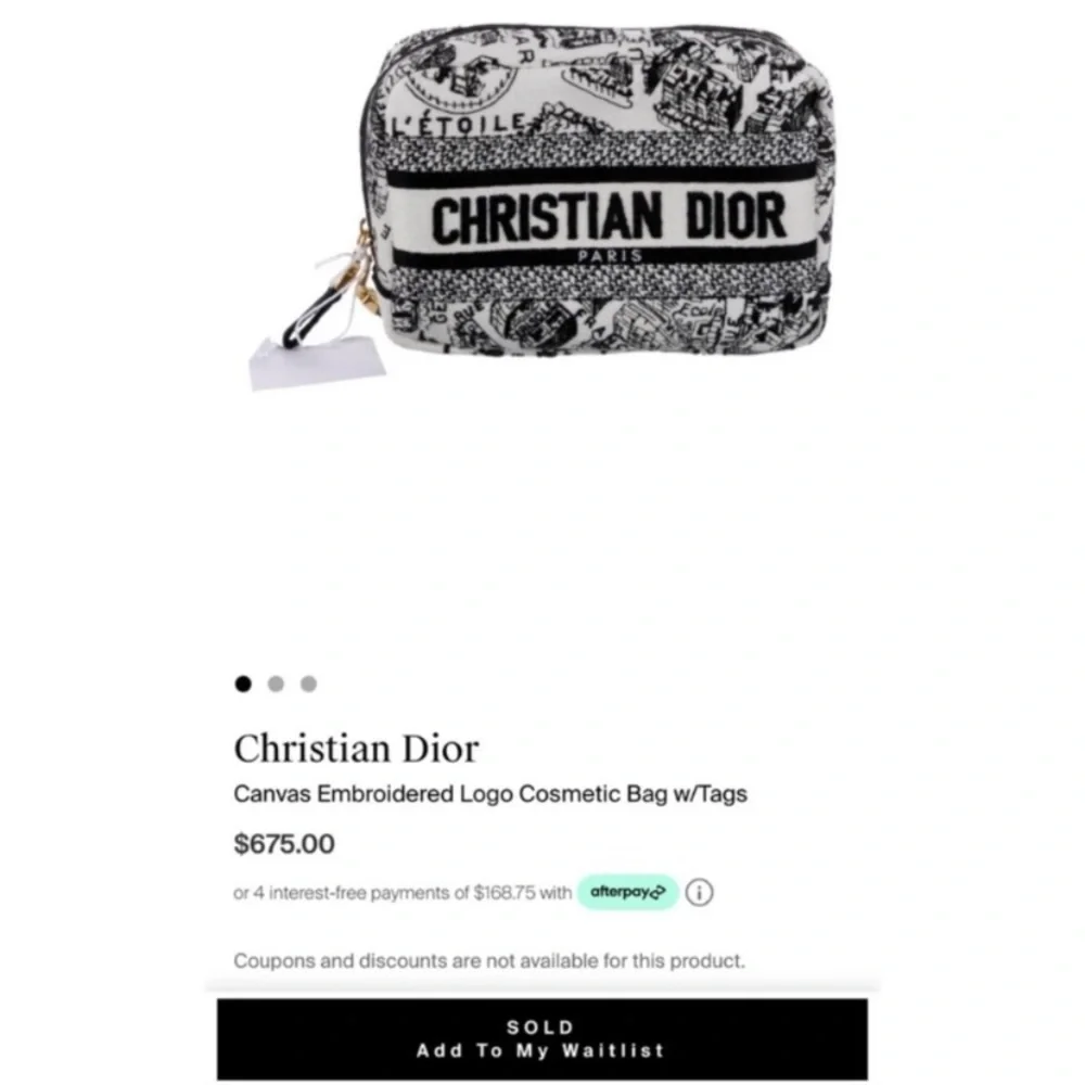 NWT Christian Dior Made in Italy Black White Plan de Paris Pouch Makeup Bag - Picture 14 of 16
